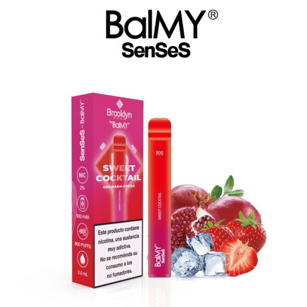 Pod/Vaper desechable Brooklyn Balmy Senses 800 Puff 40mg nicotina – Granada y Fresa